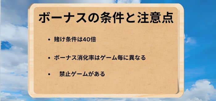 カジノスカイ ( CasinoSky ) のボーナス条件と注意点
